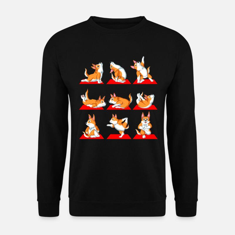 Corgi Yoga Abenteuer – Verspielte Welpenkunst - Unisex Pullover - Schwarz