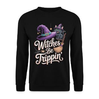 Magical witch with black cat - Unisex Sweatshirt - black - Front - Alina (178cm) & Michal (187cm)