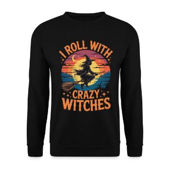 Enchanted witch on magic forest background - Unisex Sweatshirt - black - Front - Alina (178cm) & Michal (187cm)