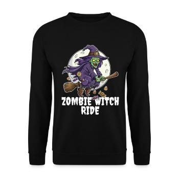 ZOMBIE WITCH RIDE - ZOMBIE HALLOWEEN - Sweat-shirt Unisexe - noir - Devant - Alina (178cm) & Michal (187cm)