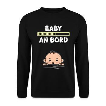 Werdende Mütter BABY AN BORD Lustiges - Unisex Pullover - Schwarz - Vorne - Alina (178cm) & Michal (187cm)