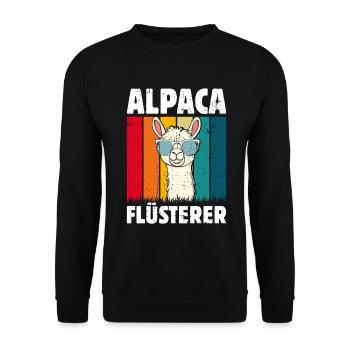 Alpaka Fan ALPAKA FLÜSTERER Lama Lustiges - Unisex Pullover - Schwarz - Vorne - Alina (178cm) & Michal (187cm)