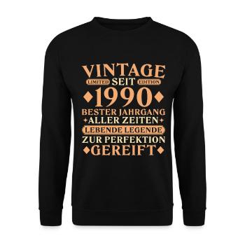 Vintage 1990 - 35th birthday - Unisex Sweatshirt - black - Front - Alina (178cm) & Michal (187cm)
