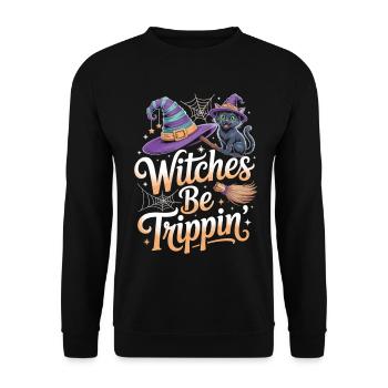 Cat Witch Halloween Costume - Unisex Sweatshirt - black - Front - Alina (178cm) & Michal (187cm)