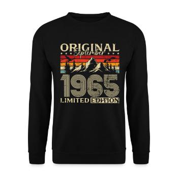 60ème Anniversaire Millésime Septembre Millésime 1965 - Sweat-shirt Unisexe - noir - Devant - Alina (178cm) & Michal (187cm)