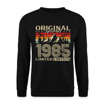 40th Birthday Vintage September Vintage 1985 - Unisex Sweatshirt - black - Front - Alina (178cm) & Michal (187cm)