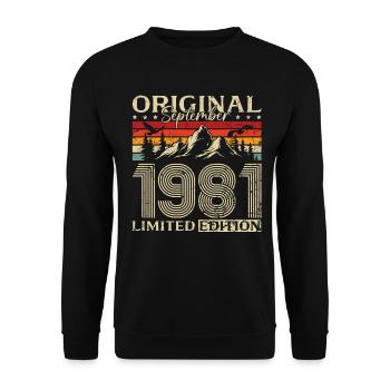 44th Birthday Vintage September Vintage 1981 - Unisex Sweatshirt - black - Front - Alina (178cm) & Michal (187cm)