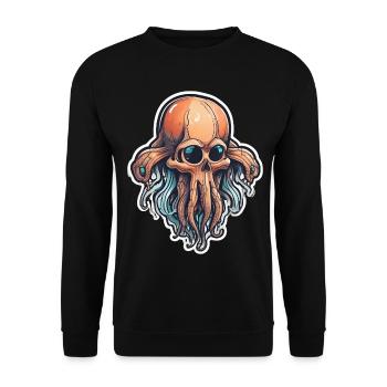 Eco-Friendly Squid Skull - Unisex Sweatshirt - black - Front - Alina (178cm) & Michal (187cm)