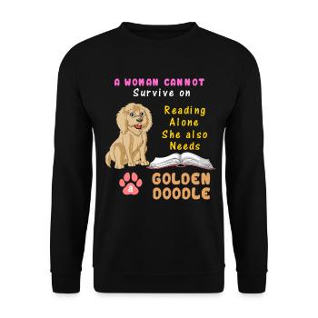 Bücher und Goldendoodle – Hundeliebhaber Frau Design - Unisex Pullover - Schwarz - Vorne - Alina (178cm) & Michal (187cm)