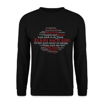 Cologne Kölsch Nuage de mots Carnaval de Cologne Alaaf Kölle - Sweat-shirt Unisexe - noir - Devant - Alina (178cm) & Michal (187cm)