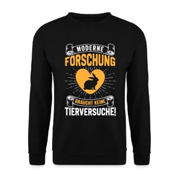 Tierschutz MODERNE FORSCHUNG BRAUCHT KEINE - Unisex Pullover - Schwarz - Vorne - Alina (178cm) & Michal (187cm)