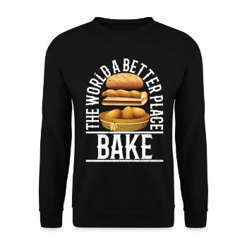Bake the world a better place - Unisex Sweatshirt - black - Front - Alina (178cm) & Michal (187cm)