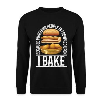 I bake because punching people is frowned upon - Unisex Sweatshirt - black - Front - Alina (178cm) & Michal (187cm)