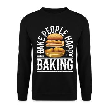 I bake people happy baking - Unisex Sweatshirt - black - Front - Alina (178cm) & Michal (187cm)