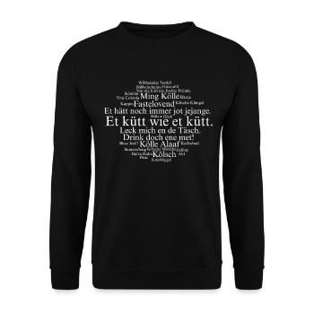 Cologne Kölsch Nuage de mots Carnaval de Cologne Alaaf Kölle - Sweat-shirt Unisexe - noir - Devant - Alina (178cm) & Michal (187cm)