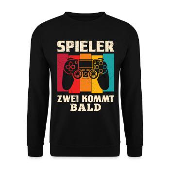 Gamer Dad PLAYER TWO COMING SOON Drôle - Sweat-shirt Unisexe - noir - Devant - Alina (178cm) & Michal (187cm)