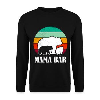 Werdende Mutter MAMA BÄR Bald Mama Lustig - Unisex Pullover - Schwarz - Vorne - Alina (178cm) & Michal (187cm)