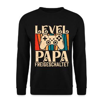 Gambler Dad LEVEL DAD UNLOCKED Retro Funny - Unisex Sweatshirt - black - Front - Alina (178cm) & Michal (187cm)