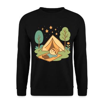 Lustiges Abenteuer Camping Unter Sternen - Unisex Pullover - Schwarz - Vorne - Alina (178cm) & Michal (187cm)