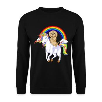 GoldenDoodle Riding Unicorn - Unisex Sweatshirt - black - Front - Alina (178cm) & Michal (187cm)