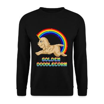 Whimsical Unicorn Dog with Rainbow Motif - Unisex Sweatshirt - black - Front - Alina (178cm) & Michal (187cm)
