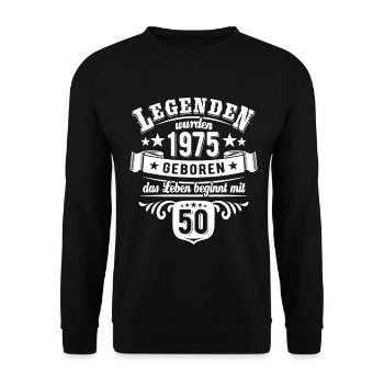 Legends were born in 1975 - 50th birthday - Unisex Sweatshirt - black - Front - Alina (178cm) & Michal (187cm)