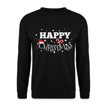 Happy Christmas Gift Idea - Unisex Sweatshirt - black - Front - Alina (178cm) & Michal (187cm)