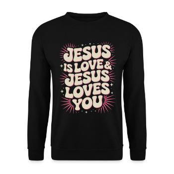 Jésus Amour Dire avec des bulles de dialogue - Sweat-shirt Unisexe - noir - Devant - Alina (178cm) & Michal (187cm)