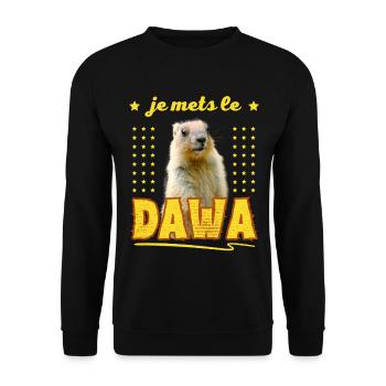 Ich habe die DAWA bei Montagne Marmot aufgestellt - Unisex Pullover - Schwarz - Vorne - Alina (178cm) & Michal (187cm)