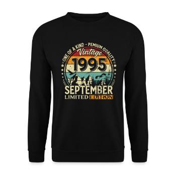 30e anniversaire Millésime septembre 1995 - Sweat-shirt Unisexe - noir - Devant - Alina (178cm) & Michal (187cm)