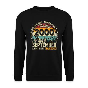 25ème Anniversaire Millésime Septembre Millésime 2000 - Sweat-shirt Unisexe - noir - Devant - Alina (178cm) & Michal (187cm)