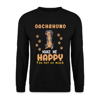 teckel mignon Make Me Happy Citation Design - Sweat-shirt Unisexe - noir - Devant - Alina (178cm) & Michal (187cm)