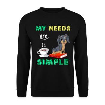 Bücher Kaffee und Dackel Lustiger Hundeliebhaber Design - Unisex Pullover - Schwarz - Vorne - Alina (178cm) & Michal (187cm)