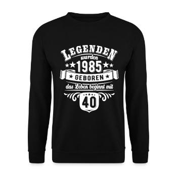 Legends were born in 1985 - 40th birthday - Unisex Sweatshirt - black - Front - Alina (178cm) & Michal (187cm)