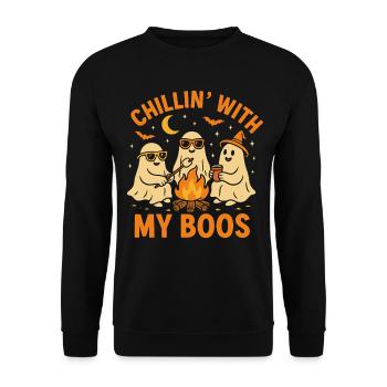 Chillen mit meinen Buhs - Unisex Pullover - Schwarz - Vorne - Alina (178cm) & Michal (187cm)