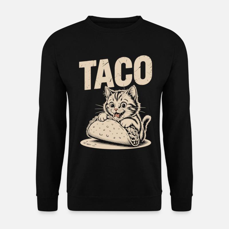 Humorvoller Taco-Katzen-Print - Unisex Pullover - Schwarz