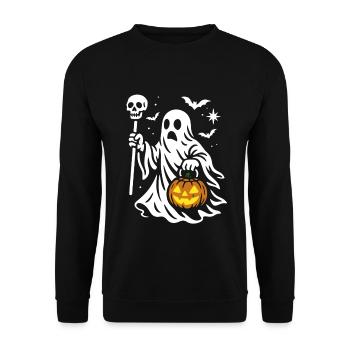 Ghost, Halloween Party Costume - Pumpkin - Unisex Sweatshirt - black - Front - Alina (178cm) & Michal (187cm)