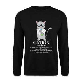 Verspieltes akademisches Katzen-T-Shirt - Unisex Pullover - Schwarz - Vorne - Alina (178cm) & Michal (187cm)