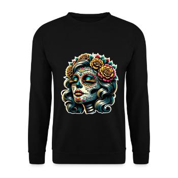 La Catrina - Unisex Pullover - Schwarz - Vorne - Alina (178cm) & Michal (187cm)