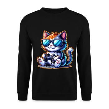 Katze Gaming Gamer - Unisex Pullover - Schwarz - Vorne - Alina (178cm) & Michal (187cm)