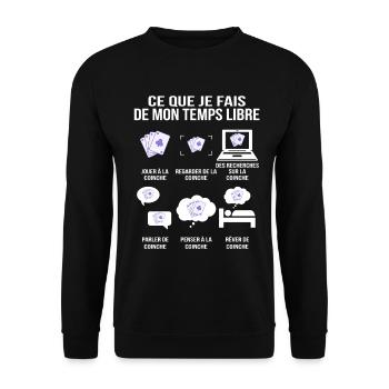What I do in my free time Humor Coinche - Unisex Sweatshirt - black - Front - Alina (178cm) & Michal (187cm)