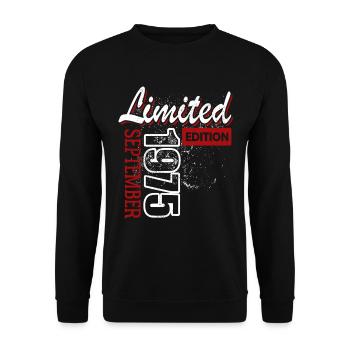 Limited Edition September 1975 Birthday Gift - Unisex Sweatshirt - black - Front - Alina (178cm) & Michal (187cm)