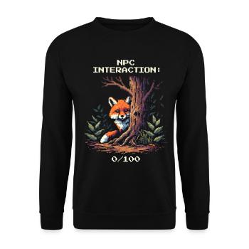 Interaction avec les PNJ : 0/100 | Humour introverti - Sweat-shirt Unisexe - noir - Devant - Alina (178cm) & Michal (187cm)