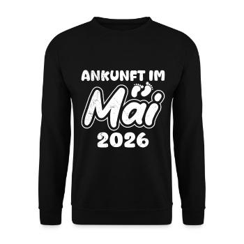 Expectant mother ARRIVING IN MAY 2026 Funny - Unisex Sweatshirt - black - Front - Alina (178cm) & Michal (187cm)
