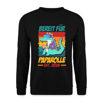 Zocker Papa BEREIT FÜR PAPAROLLE EST 2026 Lustig - Unisex Pullover - Schwarz - Vorne - Alina (178cm) & Michal (187cm)