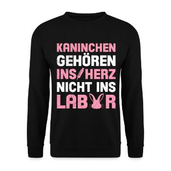 KANINCHEN GEHÖREN INS HERZ NICHT LABOR Gegen - Unisex Pullover - Schwarz - Vorne - Alina (178cm) & Michal (187cm)