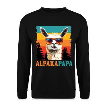 Pères ALPAGA PAPA Rétro Lama Drôle - Sweat-shirt Unisexe - noir - Devant - Alina (178cm) & Michal (187cm)