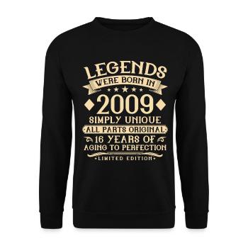 16e anniversaire né en 2009 - 16 ans - Sweat-shirt Unisexe - noir - Devant - Alina (178cm) & Michal (187cm)