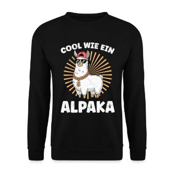 Éventail d’alpaga COOL COMME UN LAMA D’ALPAGA Drôle - Sweat-shirt Unisexe - noir - Devant - Alina (178cm) & Michal (187cm)