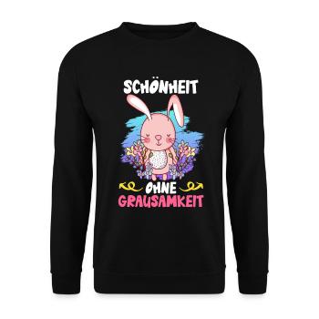 Tierwohl SCHÖNHEIT OHNE GRAUSAMKEIT LUSTIG - Unisex Pullover - Schwarz - Vorne - Alina (178cm) & Michal (187cm)
